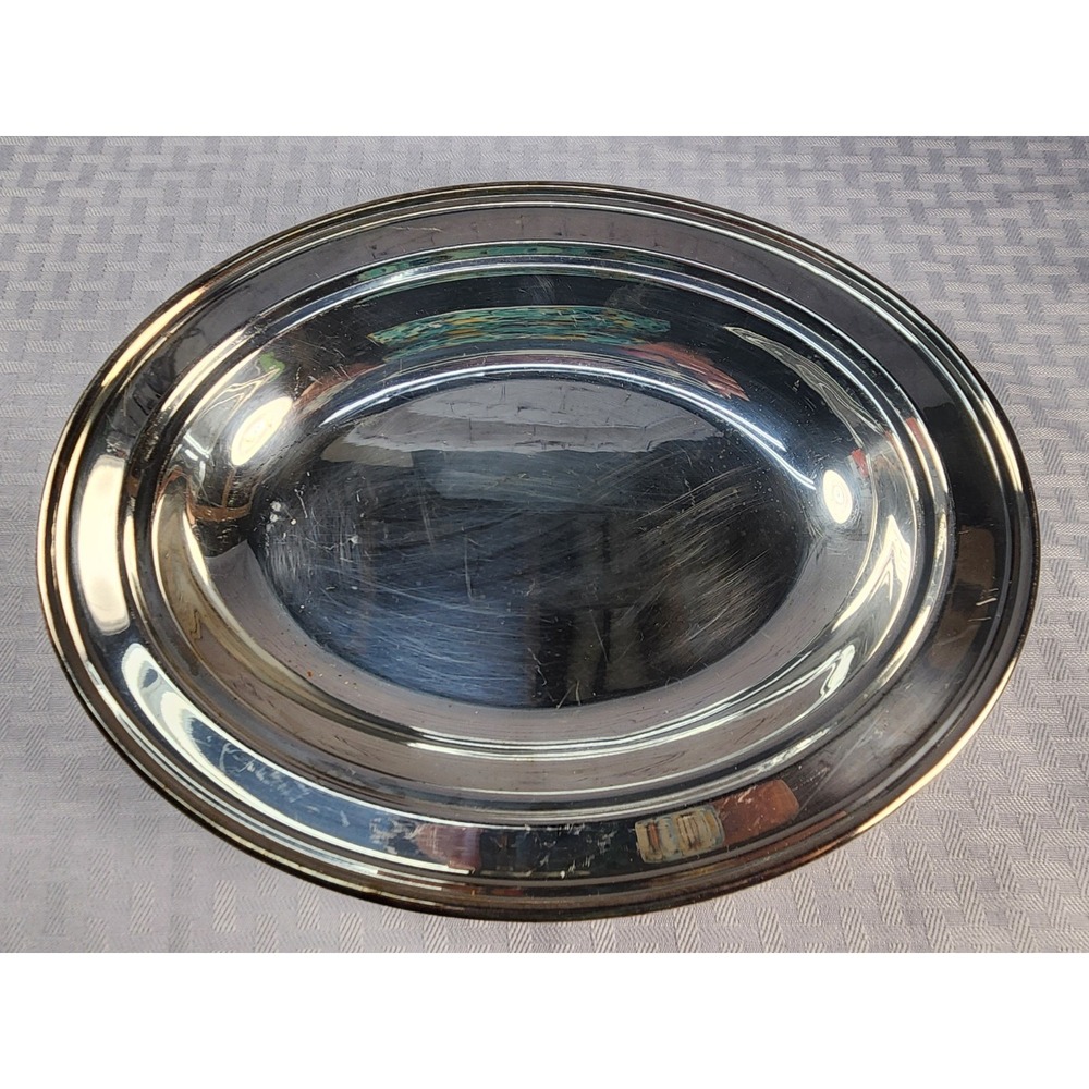 Vintage Silver Plate Oval Server Bowl Deep Platter 11.5"